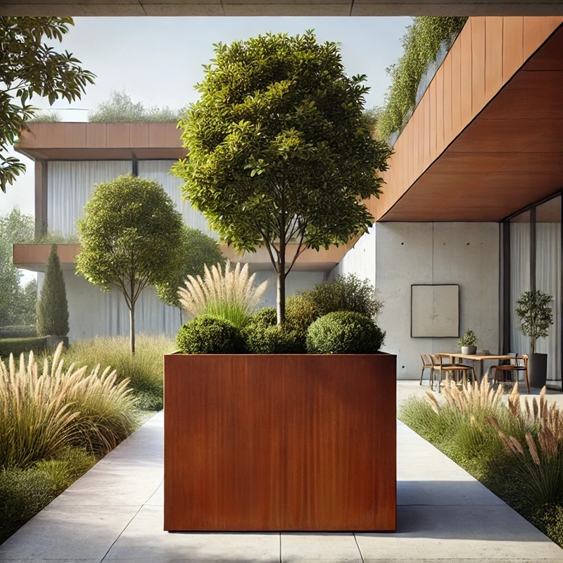 Cortenstaal plantenbak vierkant – 120 x 120 x 80 cm