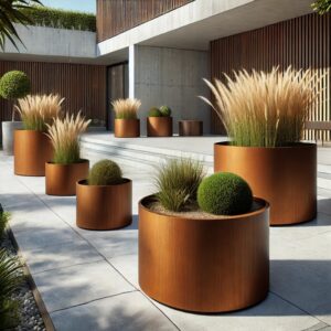 Ronde cortenstaal plantenbak op maat