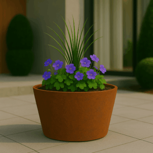 Cortenstaal plantenbak conisch rond (modulair aan te passen) 40 x 50 x 30 cm