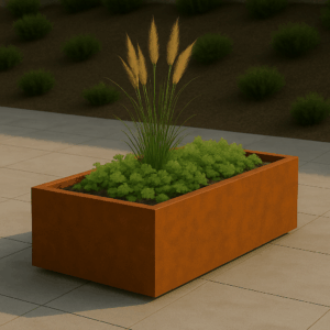 Cortenstaal plantenbak rechthoekig (modulair aan te passen) 100 x 60 x 30 cm