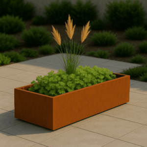 Cortenstaal plantenbak rechthoekig (modulair aan te passen) 120 x 50 x 30 cm