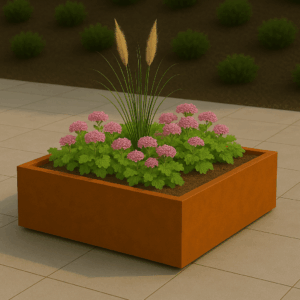 Cortenstaal plantenbak rechthoekig (modulair aan te passen) 120 x 80 x 30 cm