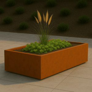 Cortenstaal plantenbak rechthoekig (modulair aan te passen) 150 x 60 x 30 cm