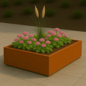 Cortenstaal plantenbak rechthoekig (modulair aan te passen) 150 x 80 x 30 cm