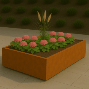 Cortenstaal plantenbak rechthoekig (modulair aan te passen) 200 x 100 x 30 cm