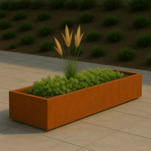 Cortenstaal plantenbak rechthoekig (modulair aan te passen) 200 x 50 x 30 cm