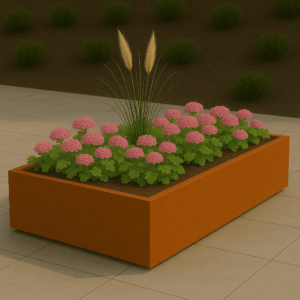 Cortenstaal plantenbak rechthoekig (modulair aan te passen) 200 x 80 x 30 cm