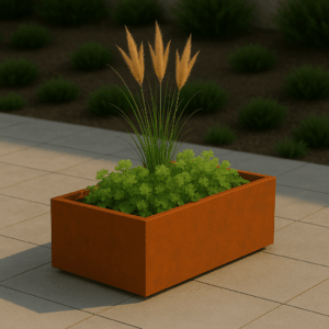 Cortenstaal plantenbak rechthoekig (modulair aan te passen) 80 x 50 x 30 cm