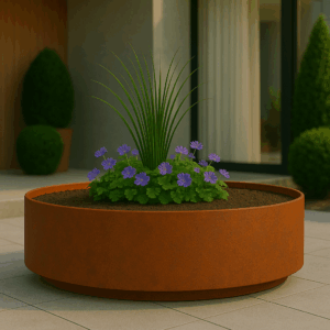 Cortenstaal plantenbak rond (modulair aan te passen) diameter 100 x 30 cm