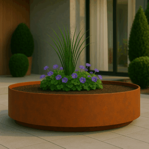 Cortenstaal plantenbak rond (modulair aan te passen) diameter 120 x 30 cm