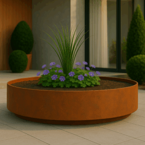 Cortenstaal plantenbak  rond (modulair aan te passen) diameter 150 x 30 cm