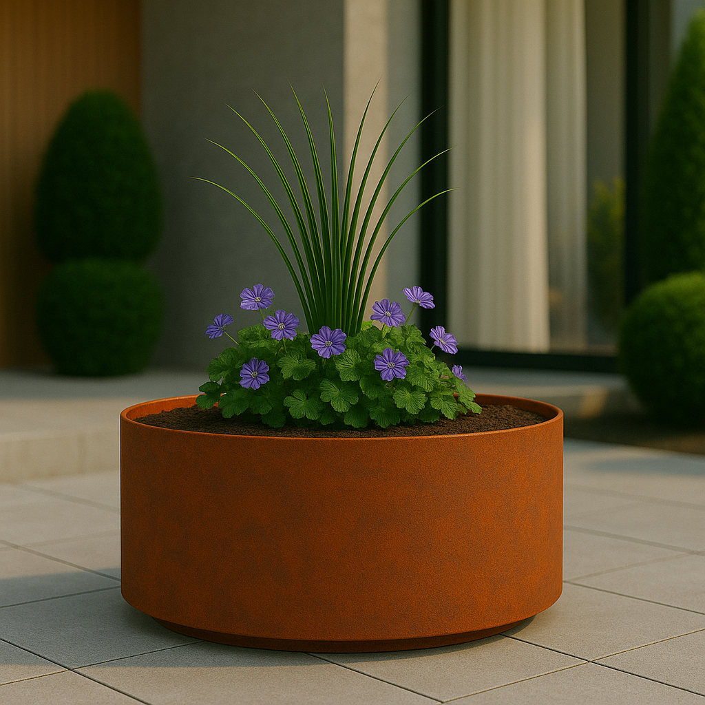 Cortenstaal plantenbak rond (modulair aan te passen) diameter 60 x 30 cm