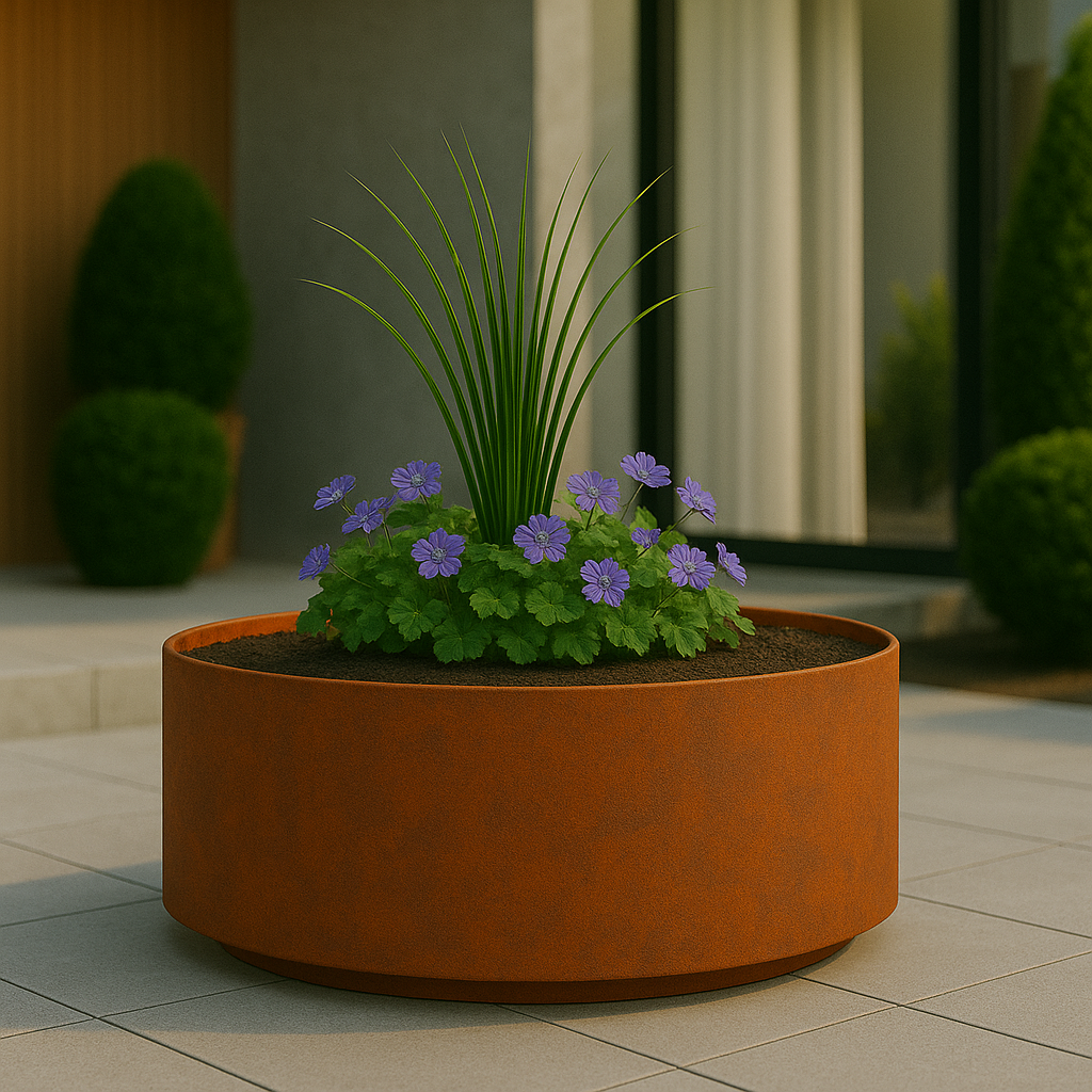 Cortenstaal plantenbak rond (modulair aan te passen) diameter 70 x 30 cm