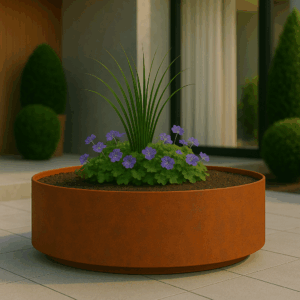 Cortenstaal plantenbak rond (modulair aan te passen) diameter 80 x 30 cm