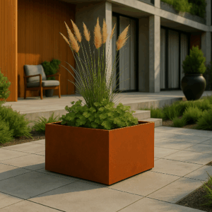 Cortenstaal plantenbak vierkant (modulair aan te passen) 50 x 50 x 30 cm