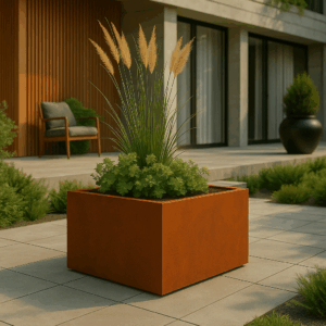 Cortenstaal plantenbak vierkant (modulair aan te passen) 70 x 70 x 30 cm